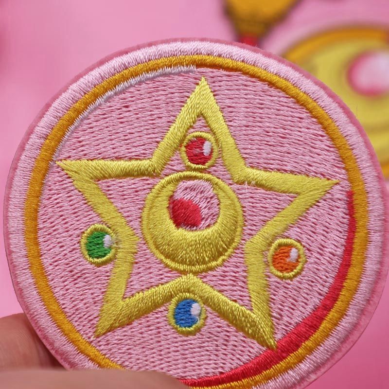 Sailor Moon Wand - Sailor Moon-pegatinas autoadhesivas bordadas con varita
