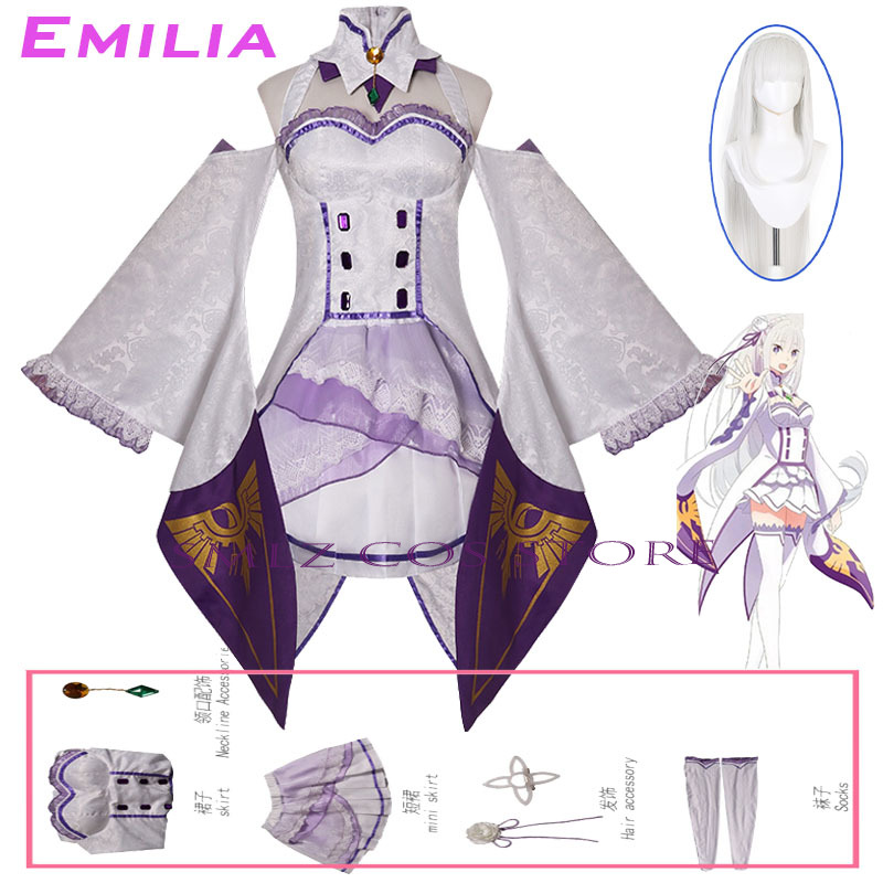 Disfraz de Emilia Cosplay Anim - Anime Cosplay Wig reseña y precio